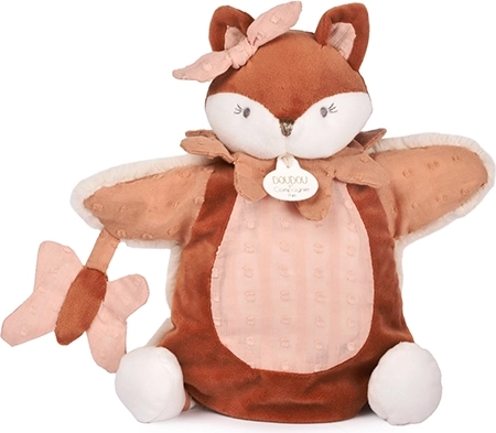 Doudou plush hand puppet Fox Mina pink 25 cm
