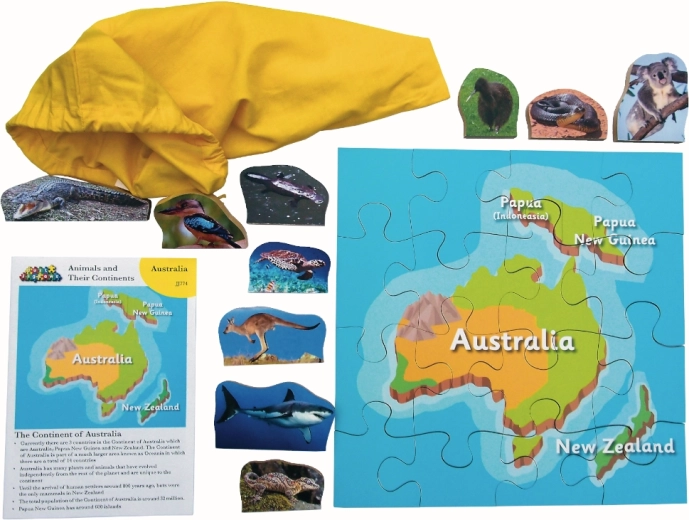 Wooden Puzzle Australia and its Animals 16 Pieces and 10 Animals
