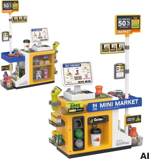 Self-checkout with 360° rotating panel