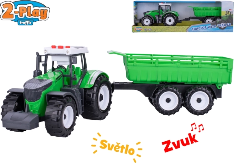 2-Play tractor with trailer with lights and sounds, flywheel, 45 cm