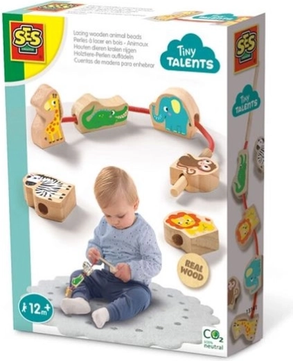 SES Creative Tiny Talents дървени животни за нанизване