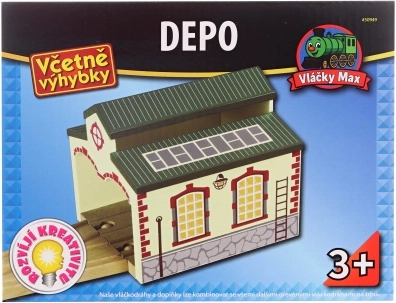 Maxim wooden locomotive depot for two locomotives