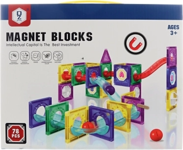 Magnetic Marble Run with 78 Pieces