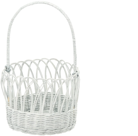 Rattan basket with handle, blue-grey with whitewashed effect, 20 × 16/35 cm