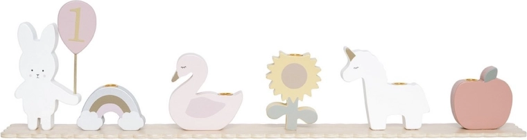 Pastel wooden figures for a festive table