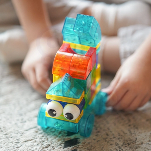 Vehicles with wheels and movable eyes