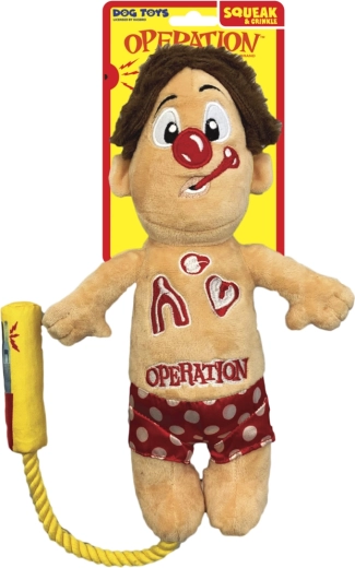 Плюшена играчка за кучета HASBRO Operation Cavity Sam с въже и пискалка 30 см