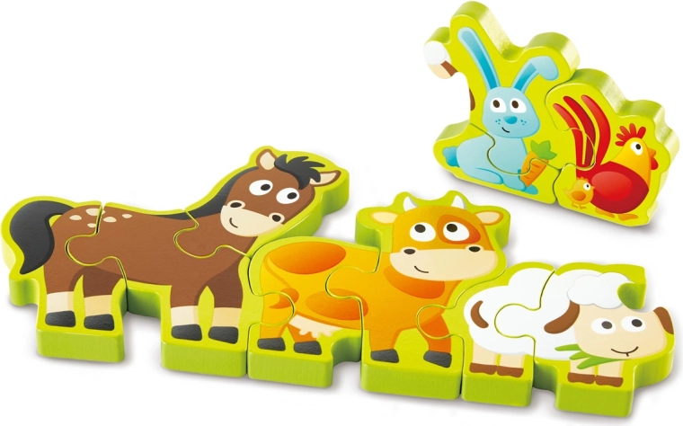 Дървен пъзел с животни и числа