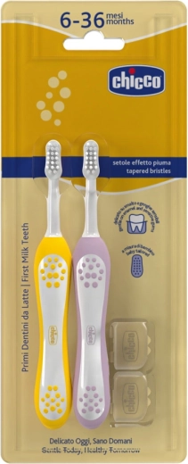 Chicco set of children’s toothbrushes Lilac-Mustard 6–36 months, 2 pcs