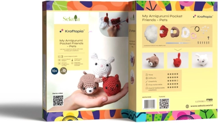 3 adorable amigurumi animals in one set