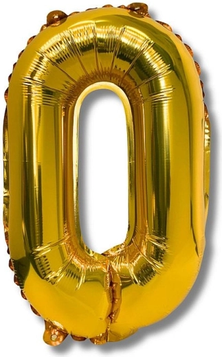 Foil Balloon Number 0, Gold 40 cm