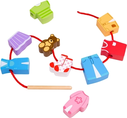 Комплект за нанизване на мъниста – дрехи Bigjigs Toys
