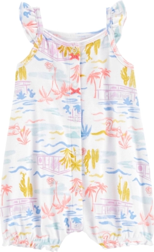 Carter's summer romper for baby girl ivory palm – 3m