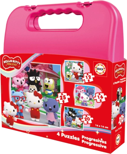 Educa прогресивен пъзел в куфарче Hello Kitty 4в1 (12–25 части)