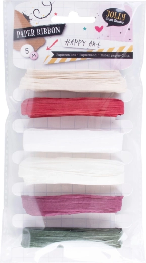 Paper tying ribbon 5 m – color mix, set of 6 pcs