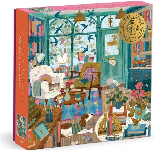 Metallic square puzzle Afternoon in the Bookstore 500 pieces