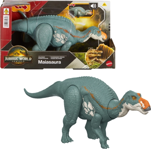Фигурка на динозавър Maiasaura JURASSIC WORLD Rebirth Wild Roar със звук 31,5 см
