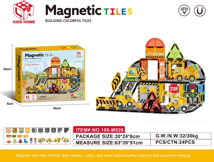 Magnetic Construction Set: Construction Site, 41 Pieces