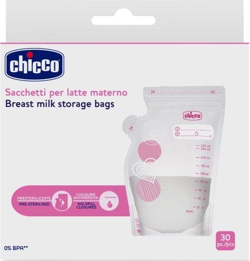 Chicco торбички за кърма 250 мл, 30 бр.