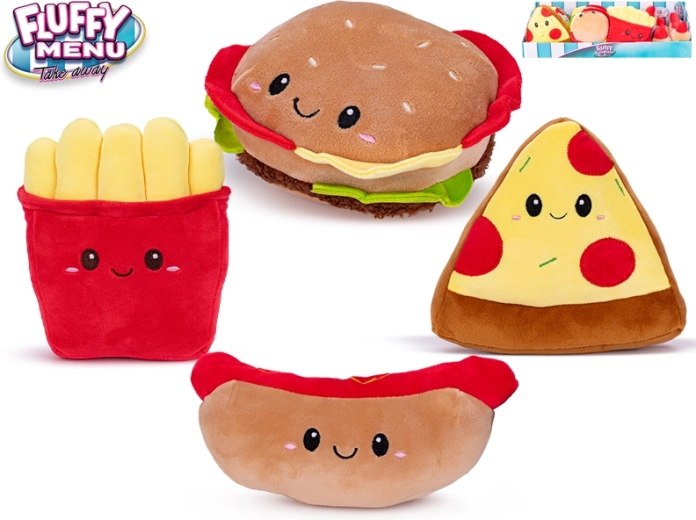 Плюшени играчки Fluffy Menu – бургер, пица, пържени картофки и хот дог