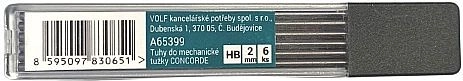 Графитни мина HB за механични моливи 2 mm CONCORDE, 6 бр.