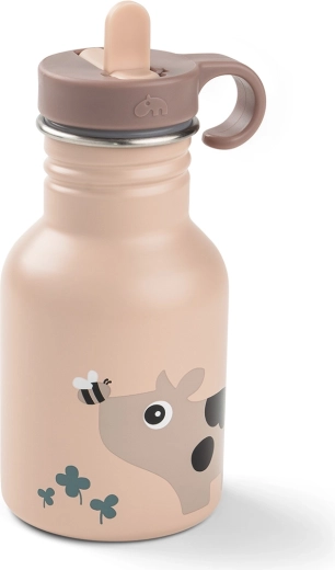 Done by Deer stainless steel children’s bottle Tiny farm pink 350 ml