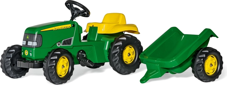 Pedal Tractor Rolly Kid John Deere with Trailer, Green