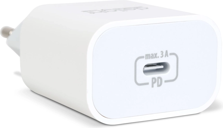 Мрежов адаптер USB-C с бързо зареждане PD 20 W, бял