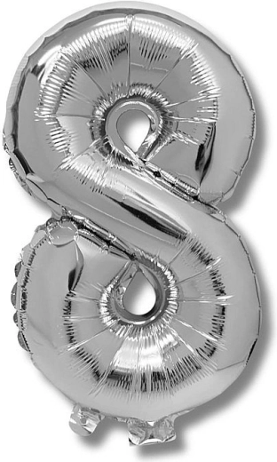 Foil balloon number 8 silver 40 cm