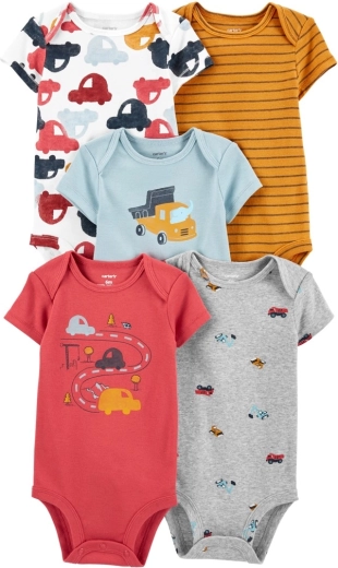Carter’s момчешки бодита с къс ръкав Cars, 5 бр. – 3 м