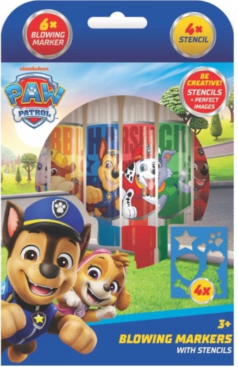 Фукащи флумастери с шаблони за момчета Paw Patrol, 6 бр.