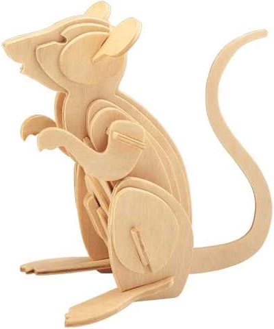 Woodcraft дървен 3D пъзел мишка