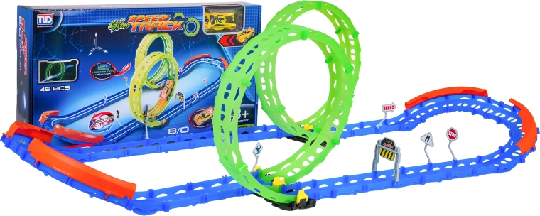 Glow-in-the-dark racing track 46 pieces