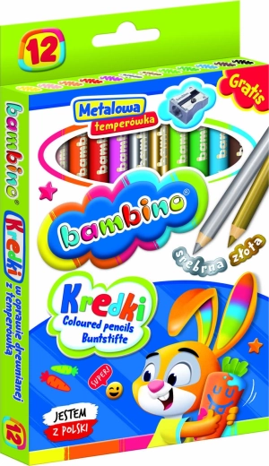 Bambino кръгли цветни моливи 12 цвята с острилка