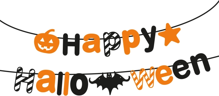 Хартиена хелоуинска гирлянда Happy Halloween, 3,5 м