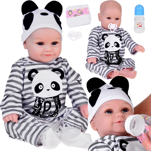 Сладка мека кукла момче 45 см в гащеризон Panda