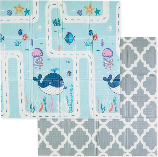 Foldable play mat Petite&Mars Campy L 130 × 200 cm animals & hexagon