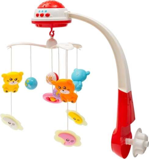 Въртележка за бебешко креватче със светлинен проектор Baby Mix червена
