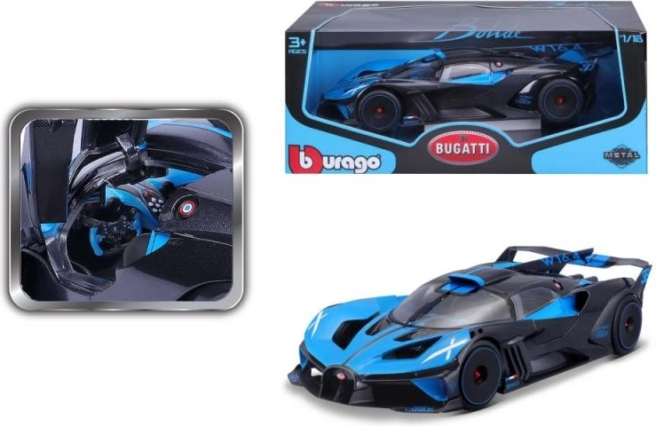 Метален модел на автомобил 1:18 BUGATTI Bolide синьо‑черен