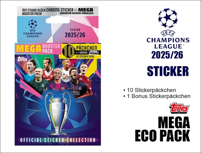 Topps мега еко пакет със стикери UEFA Champions League 2025/2026