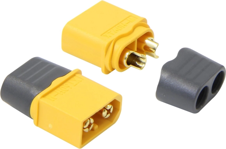 JAMARA XT60 connector with gold-plated contacts and insulating covers, pair