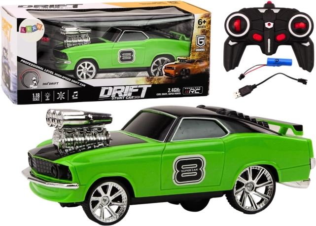 RC дрифт кола 1:18 със светлини и звуци – зелена