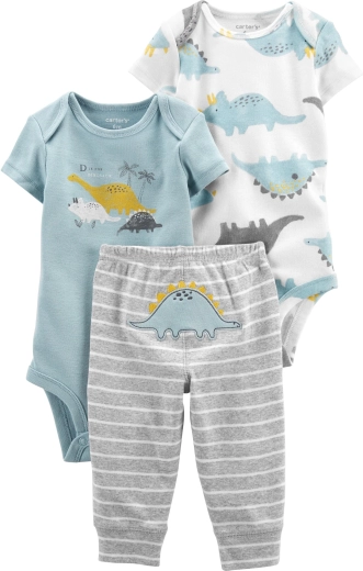 Carter's 3-piece set of short-sleeve bodysuits and sweatpants for boys with a dinosaur motif – PRO, size 46