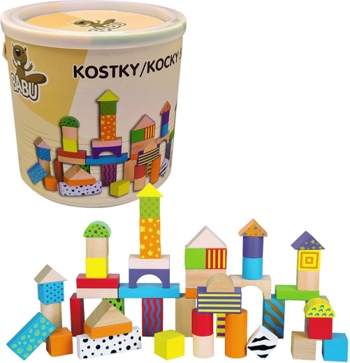 BABU дървени кубчета 50 бр. в кофичка