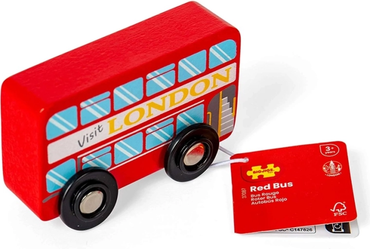 Bigjigs Toys дървен лондонски двуетажен автобус
