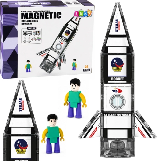 Magnetic construction pieces space rocket with an astronaut figure (26 pcs)