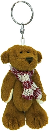 Plush teddy bear keychain, dark brown, 11 cm