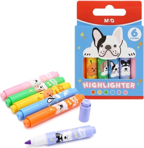 Текстмаркери Mini Puppy Party, комплект 6 бр.