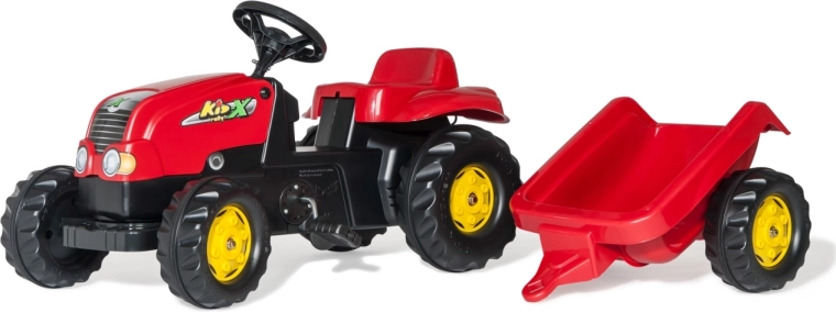 Rolly Toys pedal tractor Rolly Kid-X with trailer red