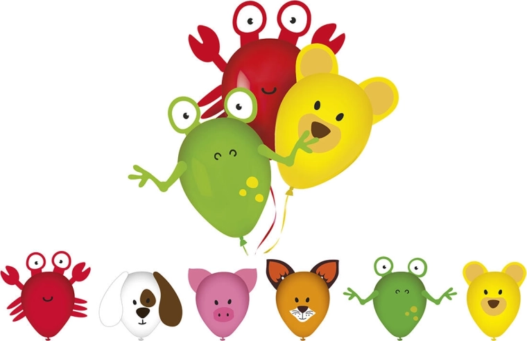 Балони с картинки MY PARTY Animals, комплект 6 бр.